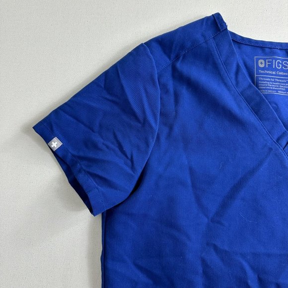 Figs Catarina Single Pocket Solid Blue Scrub Top Womens Size XXS Uniform  - Picture 3 of 10